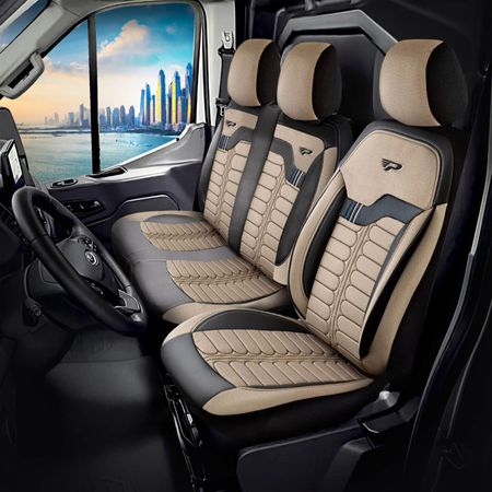 Autopoťahy pre Opel Movano 2021-2024 LONDRA_Béžové 1+2